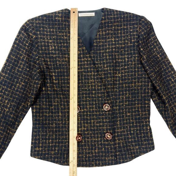 Magid Bernard 2 Pc Wool Skirt Suit Women 8 Brown Vintage Business Career Elegant - Picture 8 of 16